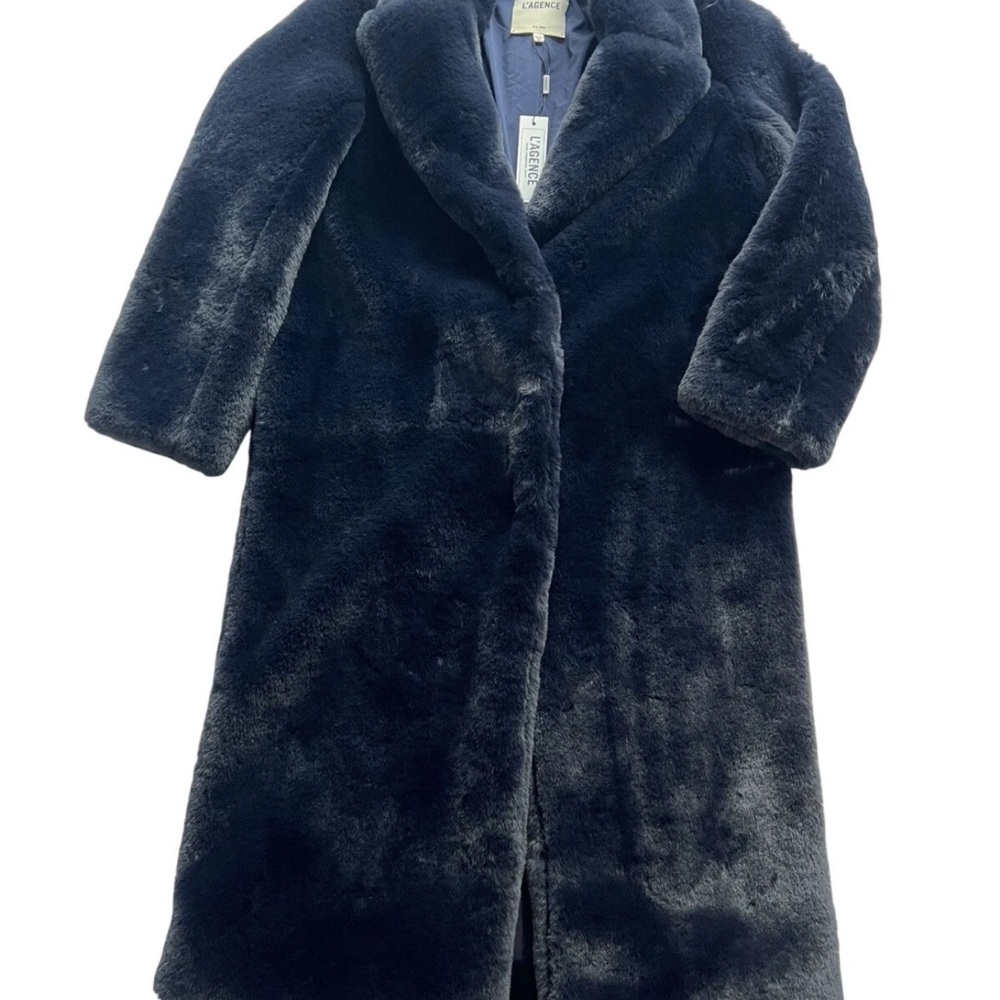 L'AGENCE LIZBETH Ink Blue/Black Teddy Coat Brand New without Tags - Picture 9 of 10